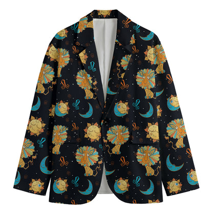 Cute Cartoon Leo Pattern Print Men's Blazer