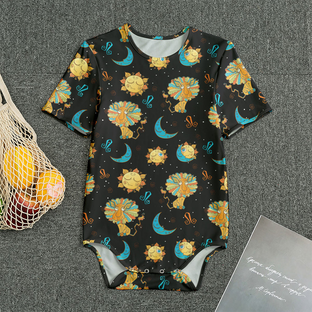 Cute Cartoon Leo Pattern Print Men's Bodysuit
