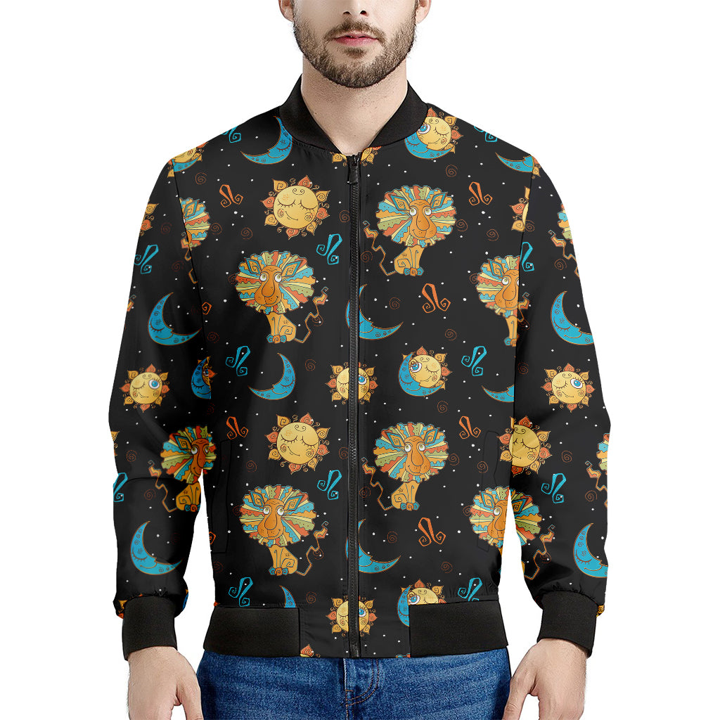 Cute Cartoon Leo Pattern Print Men's Bomber Jacket