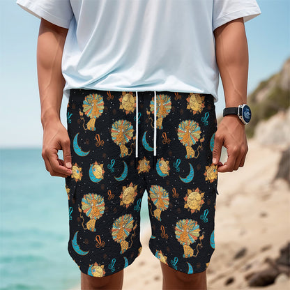 Cute Cartoon Leo Pattern Print Men's Cargo Shorts