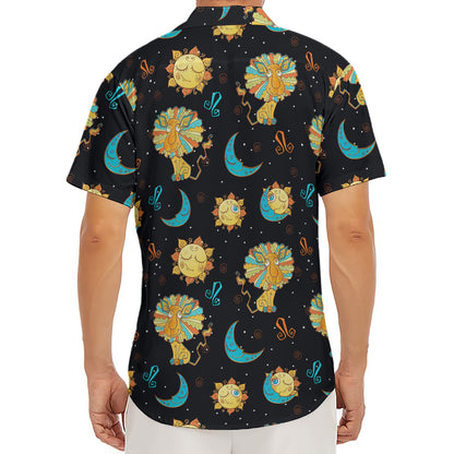 Cute Cartoon Leo Pattern Print Men's Deep V-Neck Shirt