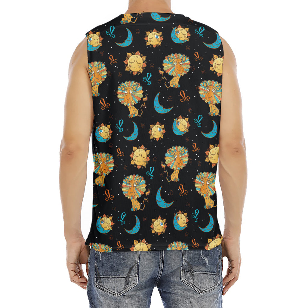 Cute Cartoon Leo Pattern Print Men's Fitness Tank Top
