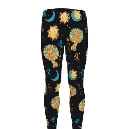 Cute Cartoon Leo Pattern Print Men's leggings