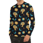 Cute Cartoon Leo Pattern Print Men's Long Sleeve Rash Guard