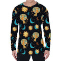 Cute Cartoon Leo Pattern Print Men's Long Sleeve T-Shirt