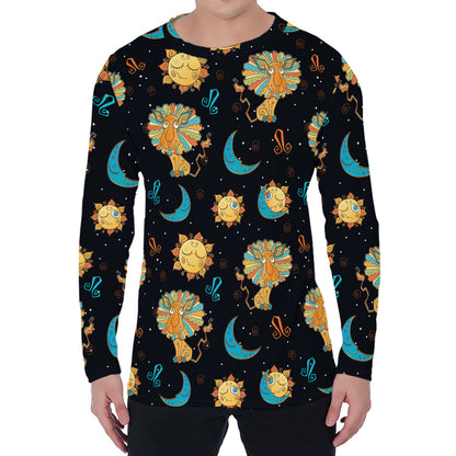 Cute Cartoon Leo Pattern Print Men's Long Sleeve T-Shirt