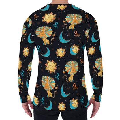 Cute Cartoon Leo Pattern Print Men's Long Sleeve T-Shirt