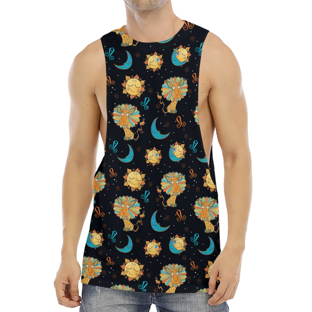 Cute Cartoon Leo Pattern Print Men's Muscle Tank Top