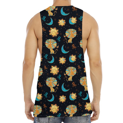 Cute Cartoon Leo Pattern Print Men's Muscle Tank Top