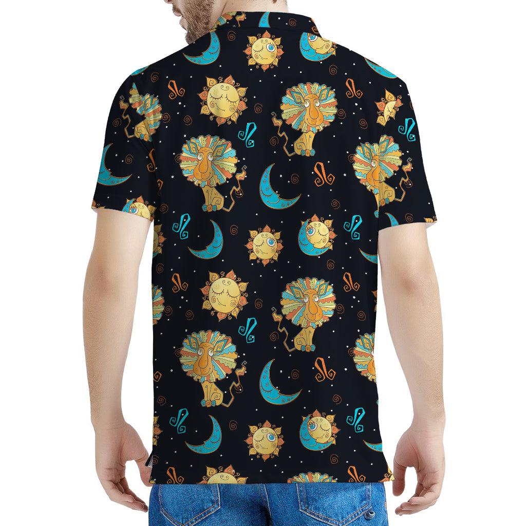 Cute Cartoon Leo Pattern Print Men's Polo Shirt