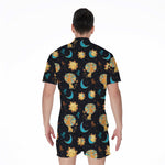 Cute Cartoon Leo Pattern Print Men's Rompers
