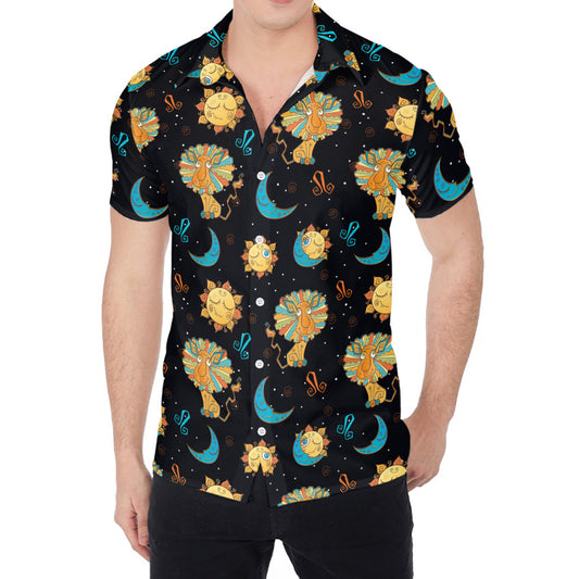 Cute Cartoon Leo Pattern Print Men's Shirt