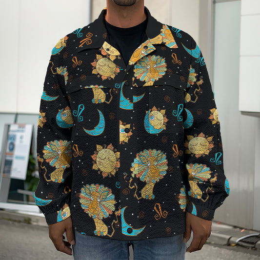 Cute Cartoon Leo Pattern Print Men's Shirt Jacket