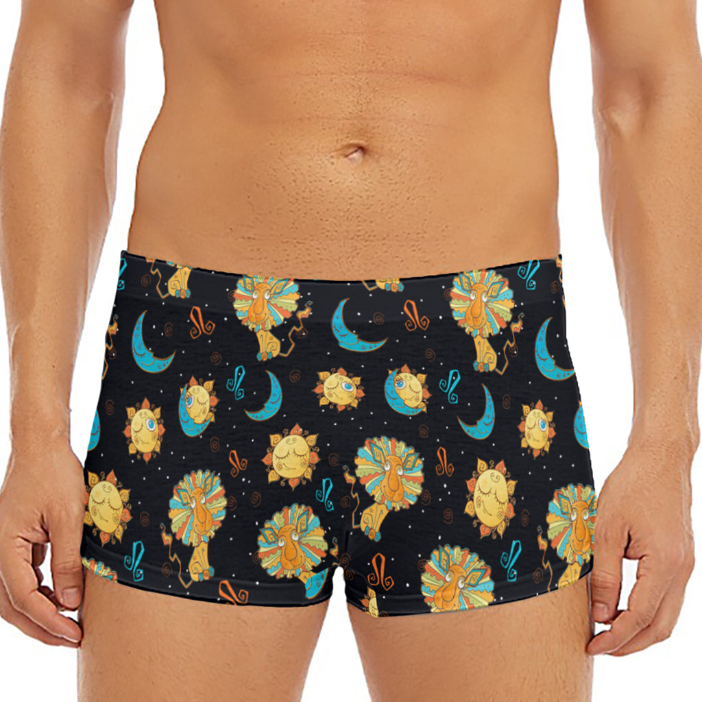 Cute Cartoon Leo Pattern Print Men's Short Boxer Briefs