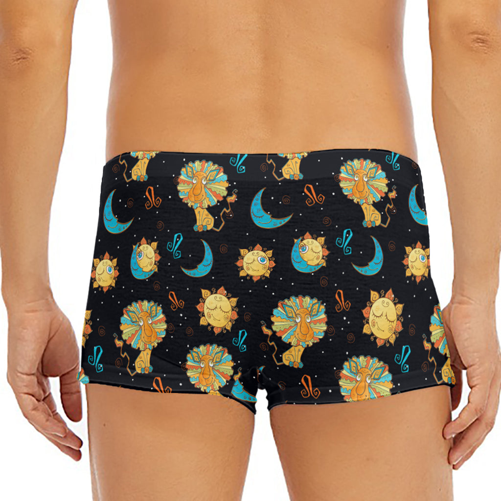Cute Cartoon Leo Pattern Print Men's Short Boxer Briefs