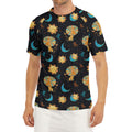 Cute Cartoon Leo Pattern Print Men's Short Sleeve Rash Guard