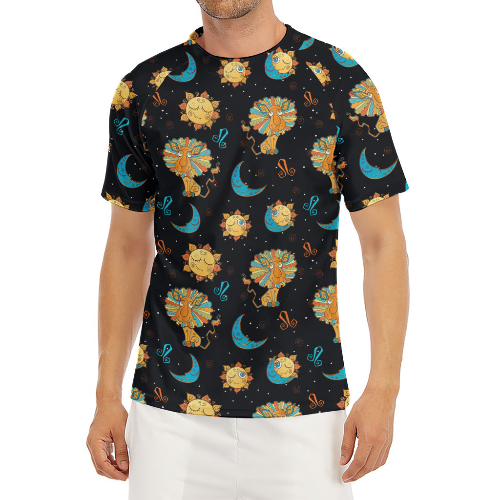 Cute Cartoon Leo Pattern Print Men's Short Sleeve Rash Guard