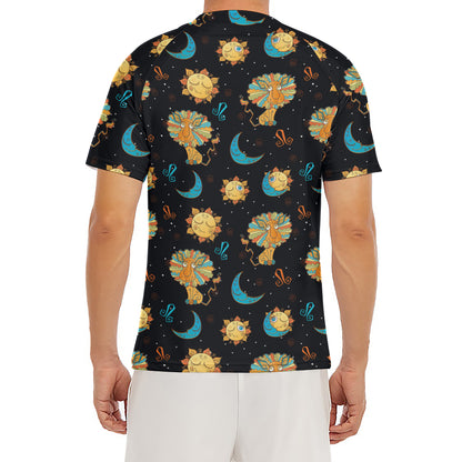 Cute Cartoon Leo Pattern Print Men's Short Sleeve Rash Guard