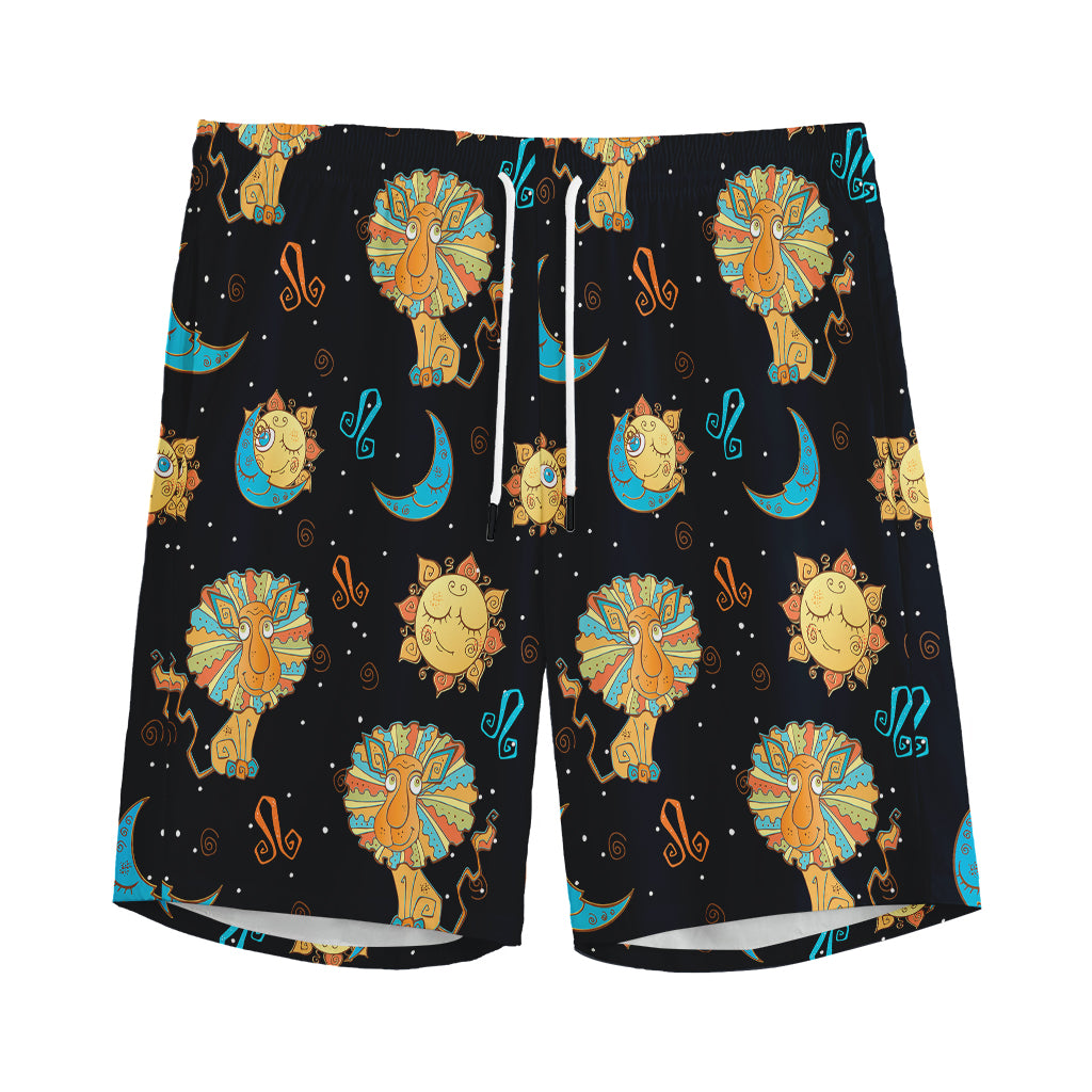 Cute Cartoon Leo Pattern Print Men's Sports Shorts