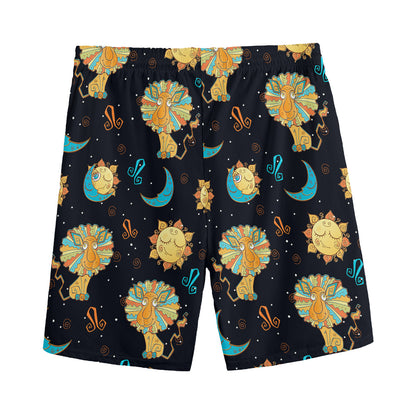 Cute Cartoon Leo Pattern Print Men's Sports Shorts