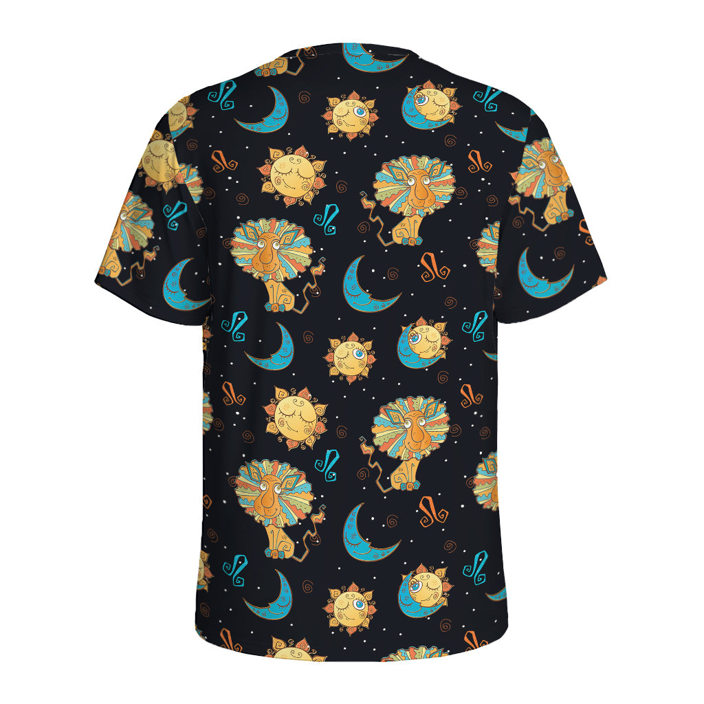 Cute Cartoon Leo Pattern Print Men's Sports T-Shirt