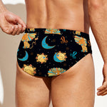Cute Cartoon Leo Pattern Print Men's Swim Briefs