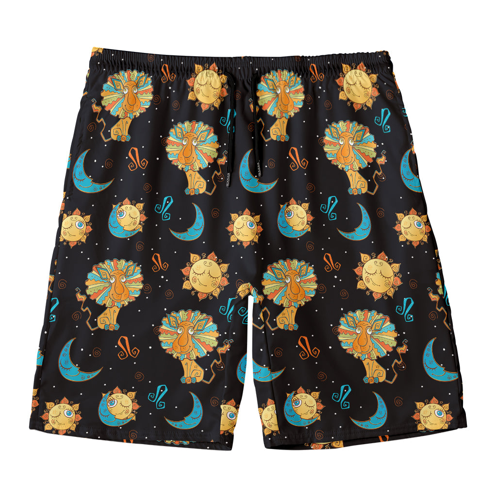 Cute Cartoon Leo Pattern Print Men's Swim Trunks