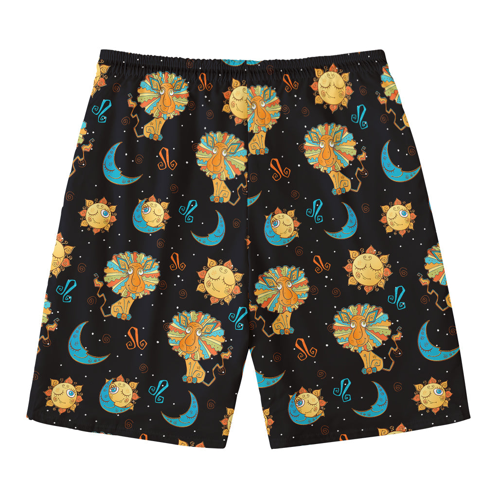 Cute Cartoon Leo Pattern Print Men's Swim Trunks