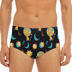 Cute Cartoon Leo Pattern Print Men's Triangle Swim Briefs