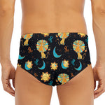 Cute Cartoon Leo Pattern Print Men's Triangle Swim Briefs