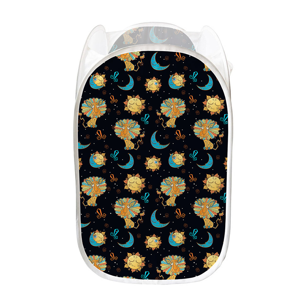 Cute Cartoon Leo Pattern Print Mesh Laundry Hamper