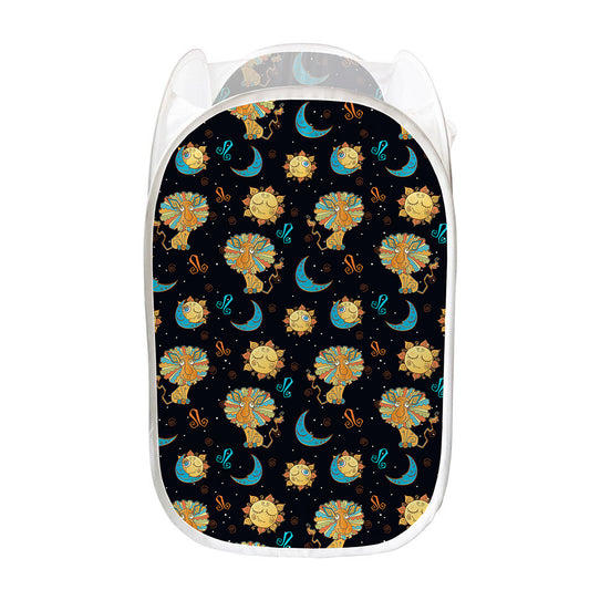 Cute Cartoon Leo Pattern Print Mesh Laundry Hamper