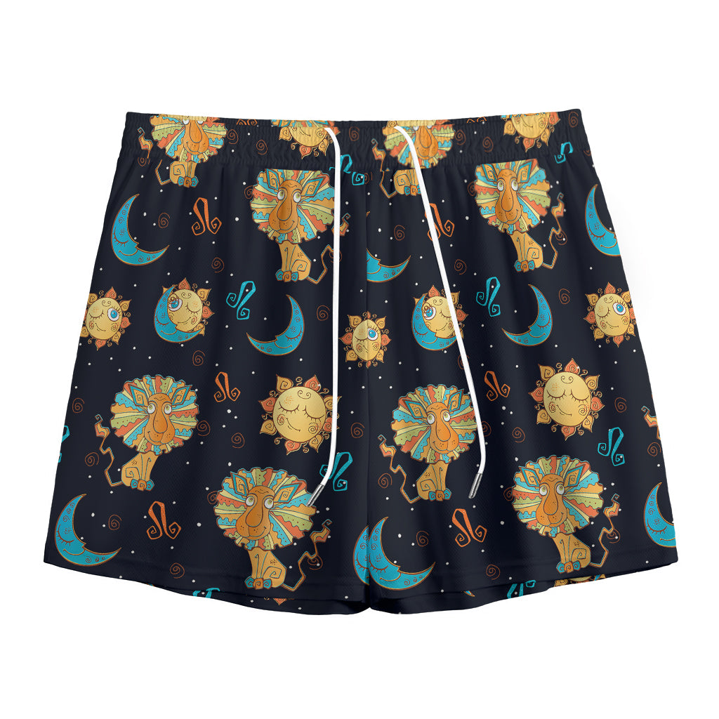 Cute Cartoon Leo Pattern Print Mesh Shorts