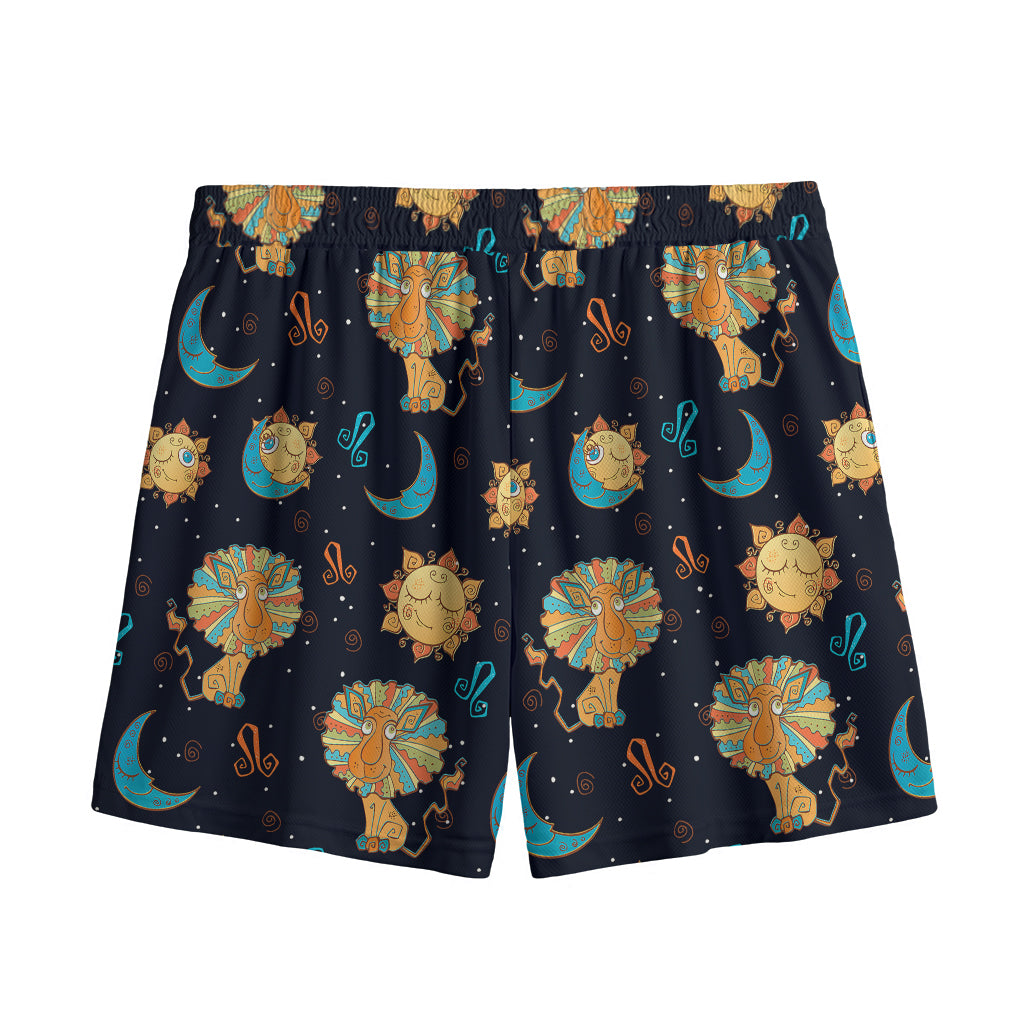 Cute Cartoon Leo Pattern Print Mesh Shorts