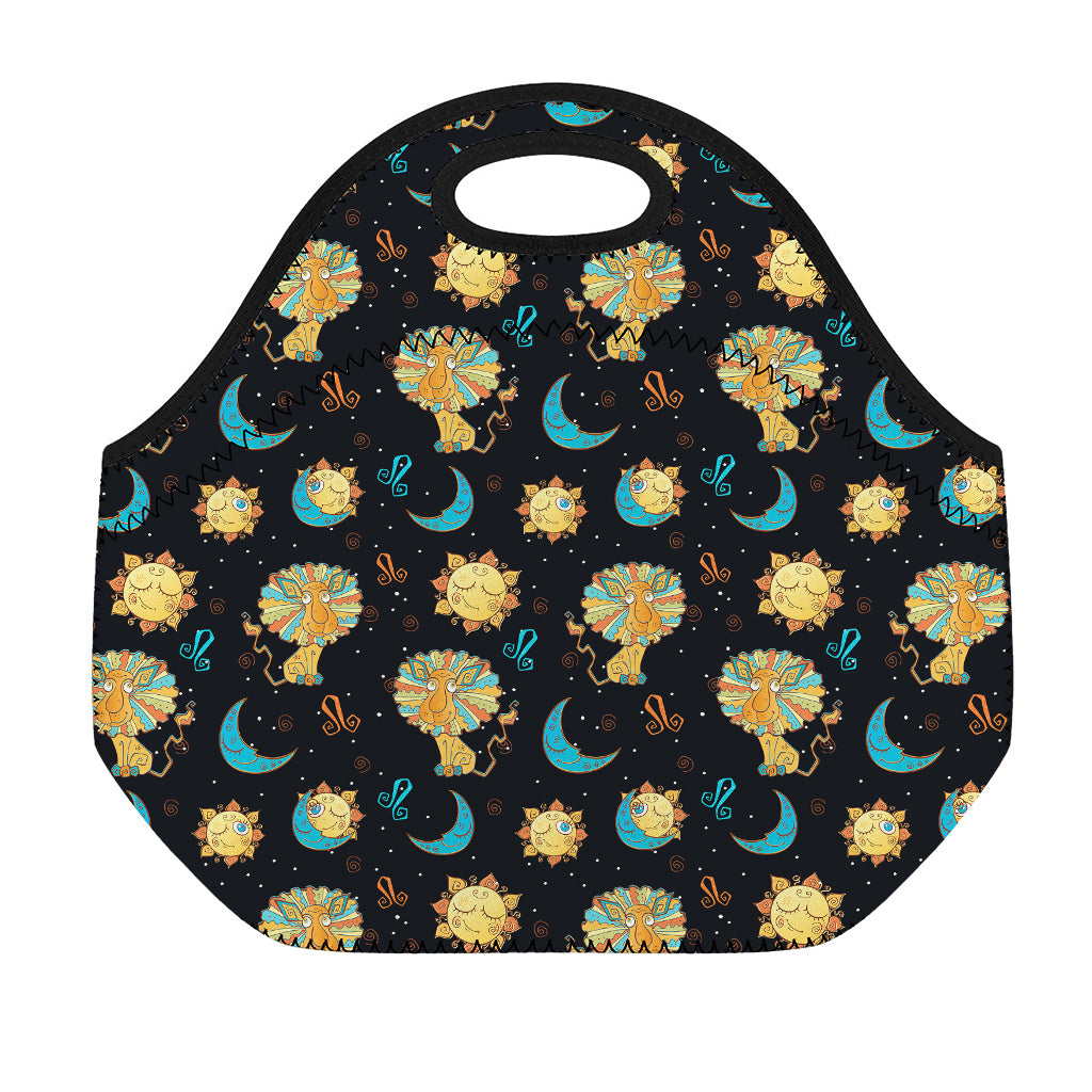Cute Cartoon Leo Pattern Print Neoprene Lunch Bag