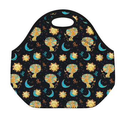 Cute Cartoon Leo Pattern Print Neoprene Lunch Bag