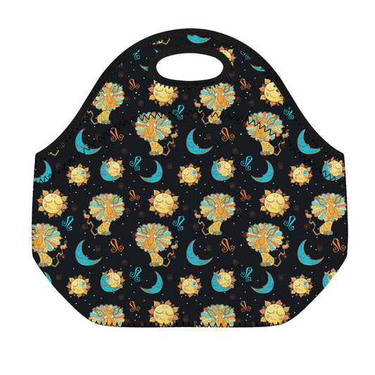 Cute Cartoon Leo Pattern Print Neoprene Lunch Bag