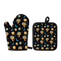 Cute Cartoon Leo Pattern Print Oven Mitt And Pot Holder Set