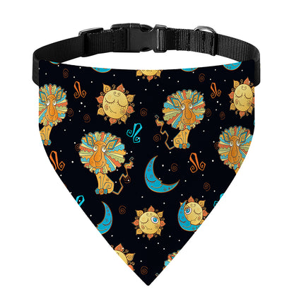 Cute Cartoon Leo Pattern Print Over The Collar Dog Bandana