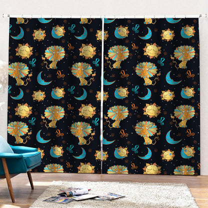Cute Cartoon Leo Pattern Print Pencil Pleat Curtains