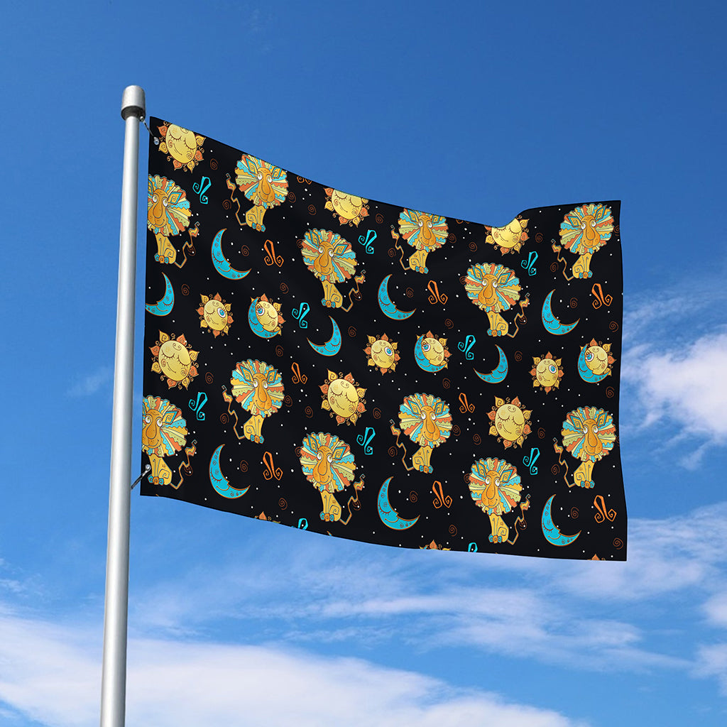 Cute Cartoon Leo Pattern Print Polyester Flag