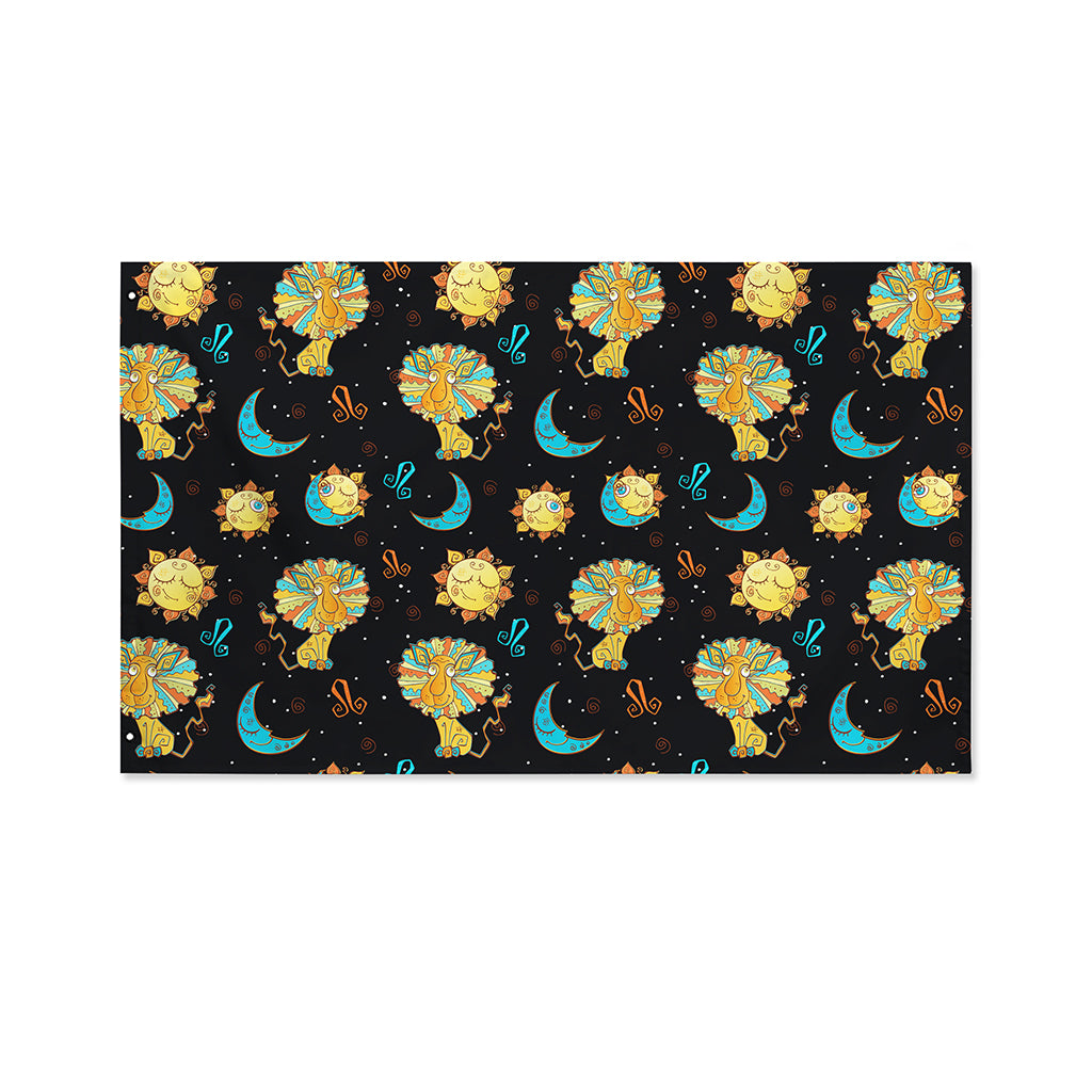 Cute Cartoon Leo Pattern Print Polyester Flag