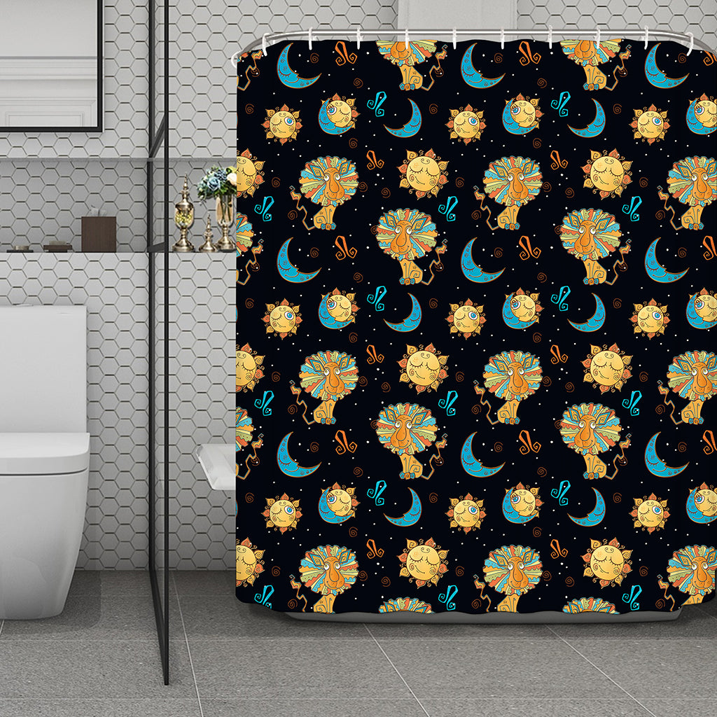 Cute Cartoon Leo Pattern Print Polyester Shower Curtain