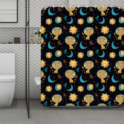 Cute Cartoon Leo Pattern Print Polyester Shower Curtain