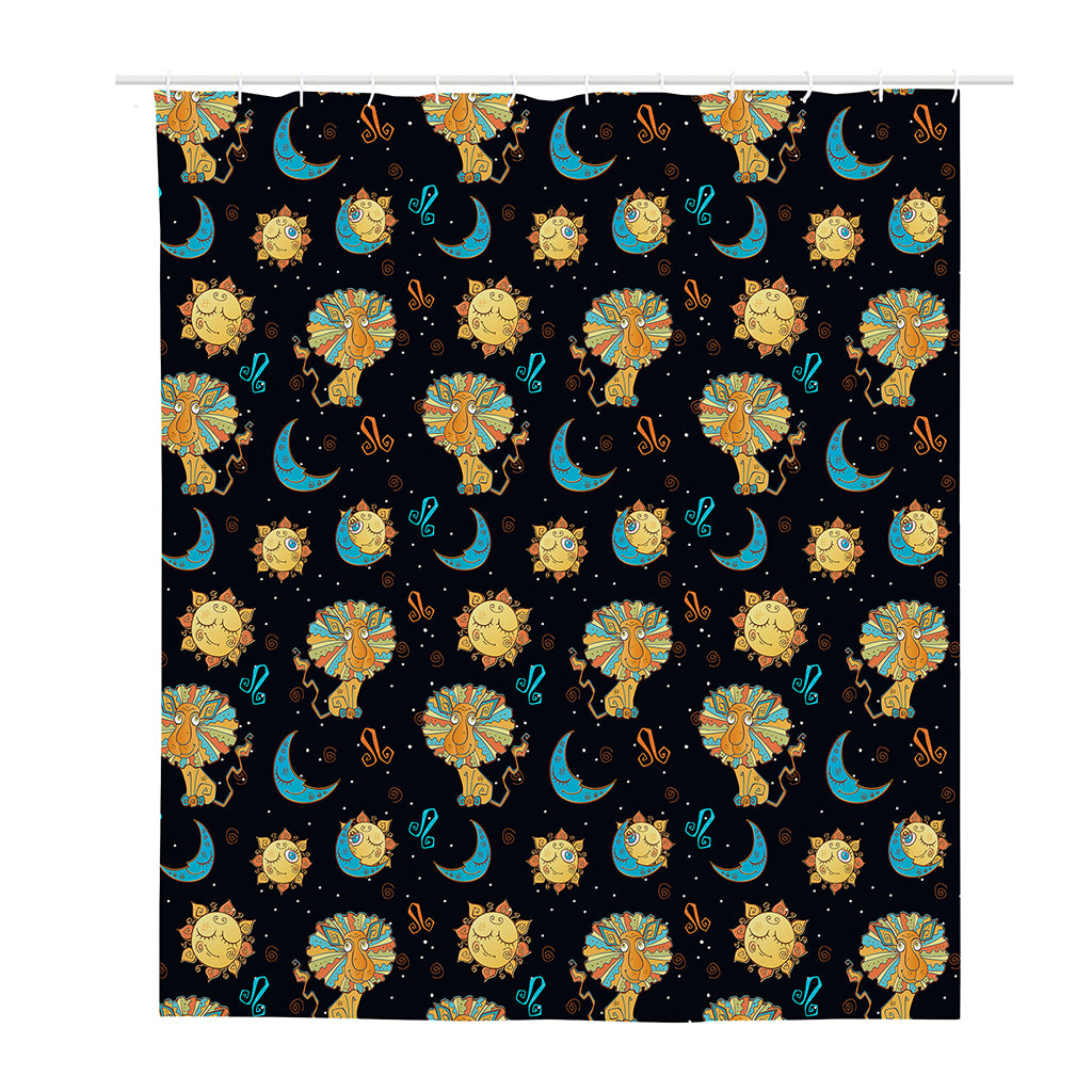 Cute Cartoon Leo Pattern Print Polyester Shower Curtain
