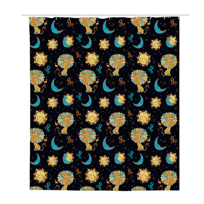 Cute Cartoon Leo Pattern Print Polyester Shower Curtain