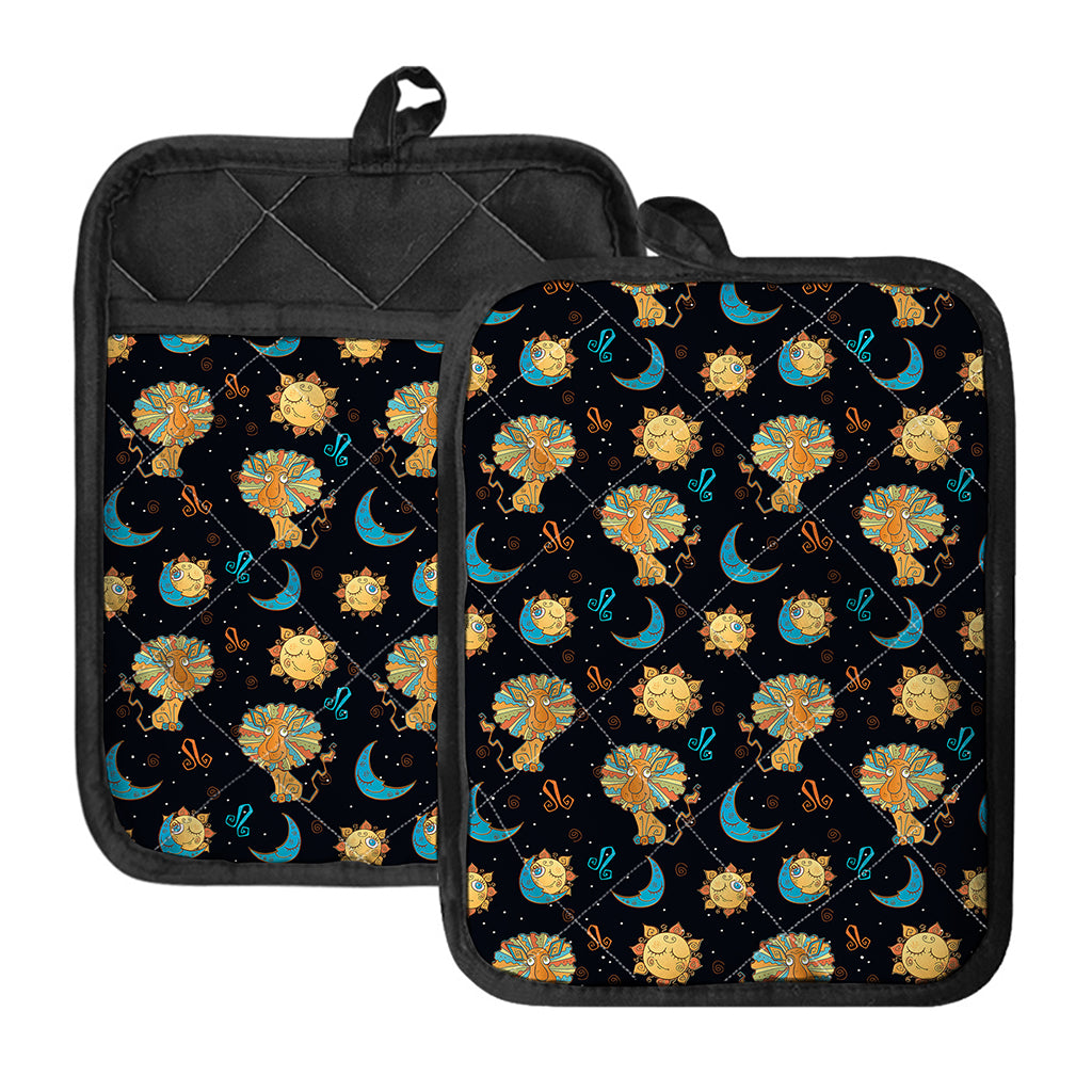 Cute Cartoon Leo Pattern Print Pot Holders With Pocket
