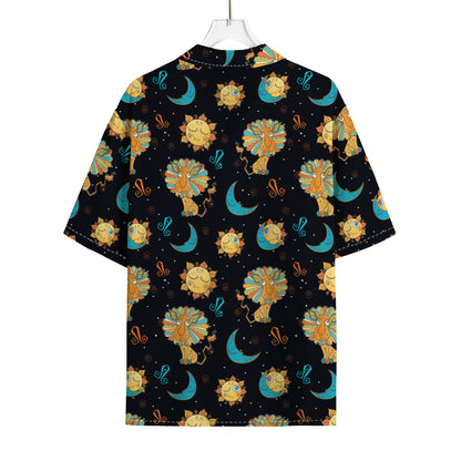 Cute Cartoon Leo Pattern Print Rayon Hawaiian Shirt