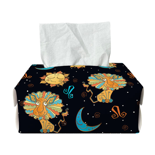 Cute Cartoon Leo Pattern Print Rectangle Tissue Box Cover