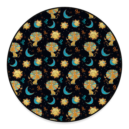 Cute Cartoon Leo Pattern Print Round Floor Mat